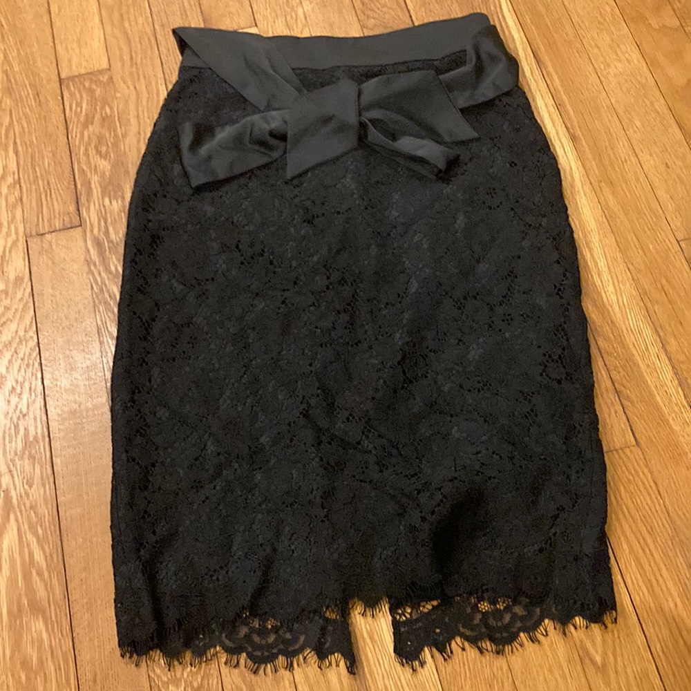 Black lace pencil skirt